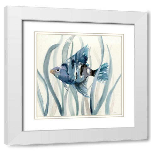 Fish in Seagrass II White Modern Wood Framed Art Print with Double Matting by Nan