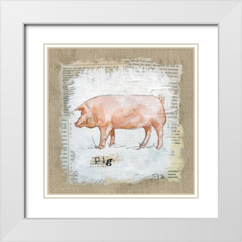 Burlap Pig White Modern Wood Framed Art Print with Double Matting by Robinson, Carol