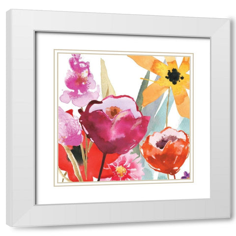 Spontaneous Blooms I White Modern Wood Framed Art Print with Double Matting by Brown, Erin