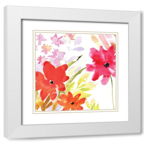 Spontaneous Blooms II White Modern Wood Framed Art Print with Double Matting by Brown, Erin