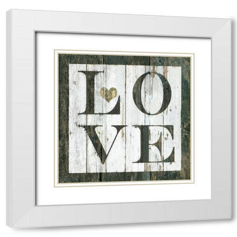 Love White Modern Wood Framed Art Print with Double Matting by Robinson, Carol