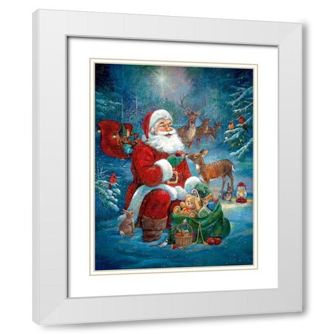 Santas Woodland White Modern Wood Framed Art Print with Double Matting by Manning, Ruane