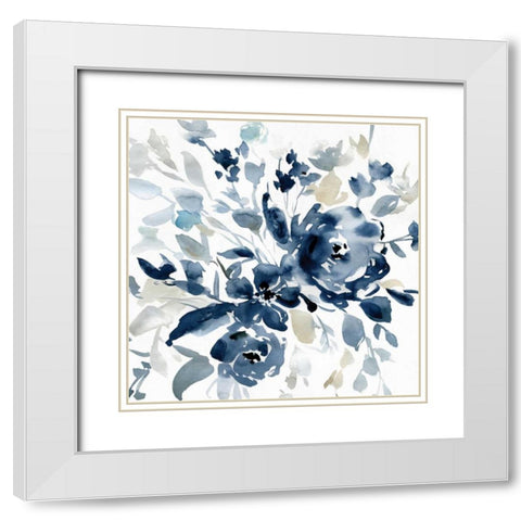 Indigo Garden I White Modern Wood Framed Art Print with Double Matting by Robinson, Carol
