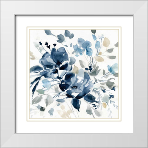 Indigo Garden II White Modern Wood Framed Art Print with Double Matting by Robinson, Carol