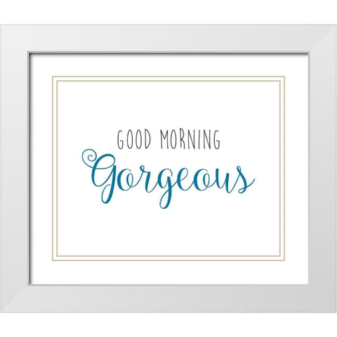 Good Morning White Modern Wood Framed Art Print with Double Matting by CAD DESIGNS