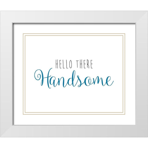 Hello There White Modern Wood Framed Art Print with Double Matting by CAD DESIGNS