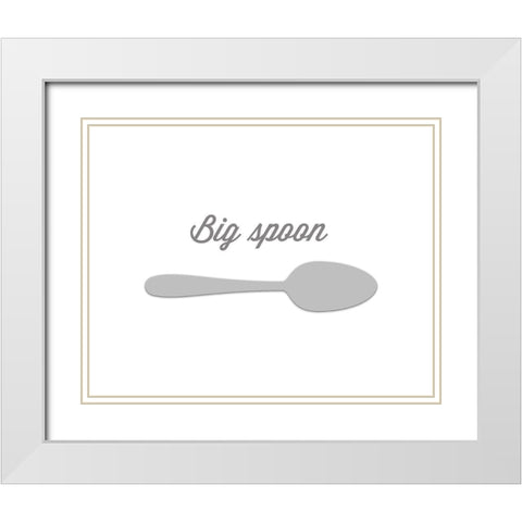 Big Spoon White Modern Wood Framed Art Print with Double Matting by CAD DESIGNS