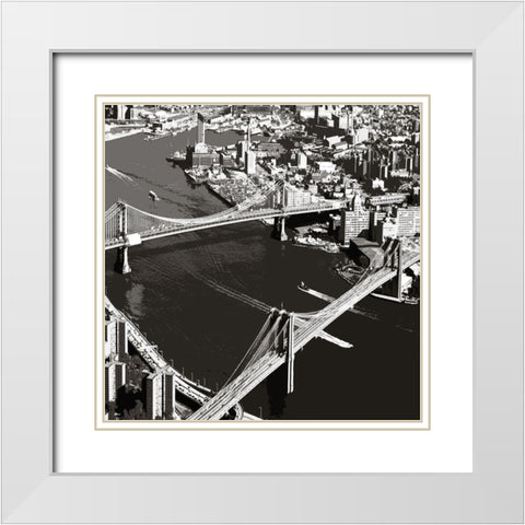 Aerial Manhattan White Modern Wood Framed Art Print with Double Matting by Delimont, Danita