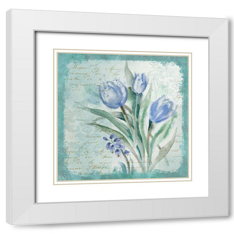 Tulip Medley White Modern Wood Framed Art Print with Double Matting by Robinson, Carol