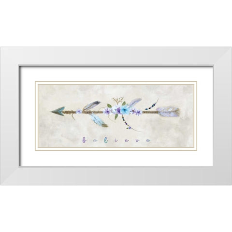 Boho Arrow I White Modern Wood Framed Art Print with Double Matting by Dunlap, Marilyn