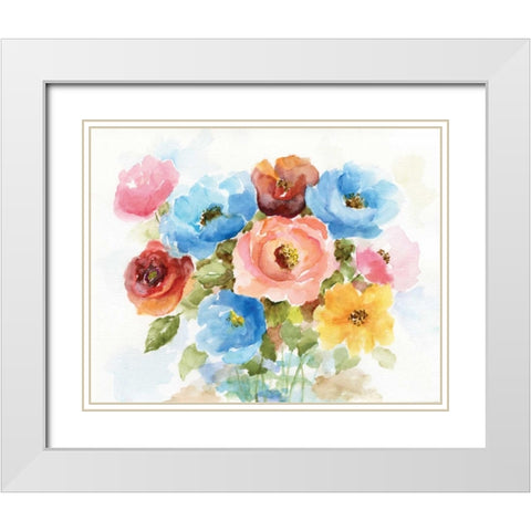 Color Wheel Bouquet I White Modern Wood Framed Art Print with Double Matting by Nan