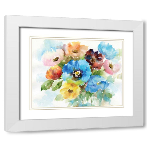 Color Wheel Bouquet II White Modern Wood Framed Art Print with Double Matting by Nan
