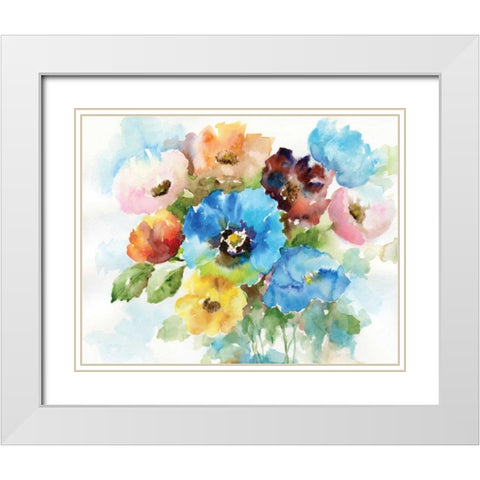 Color Wheel Bouquet II White Modern Wood Framed Art Print with Double Matting by Nan