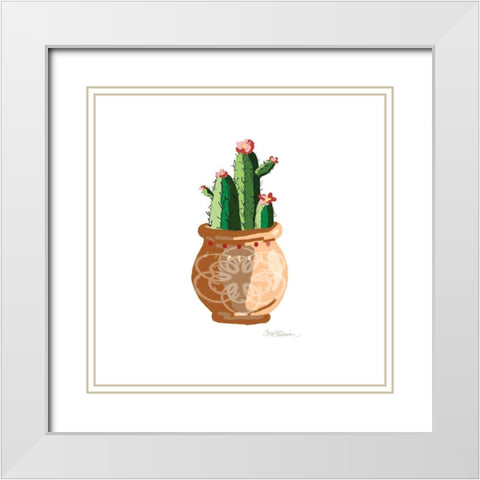 Cute Cactus II White Modern Wood Framed Art Print with Double Matting by Robinson, Carol