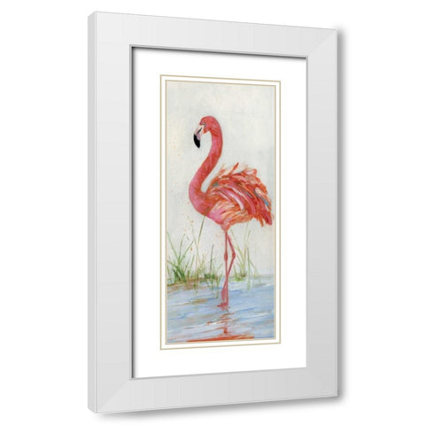 Flamingo II White Modern Wood Framed Art Print with Double Matting by Swatland, Sally