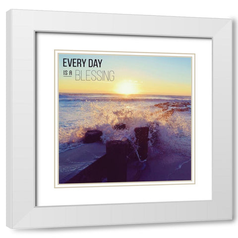 Everyday is a Blessing White Modern Wood Framed Art Print with Double Matting by Carpentieri, Natalie