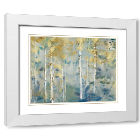 Gilded Forest II White Modern Wood Framed Art Print with Double Matting by Nan