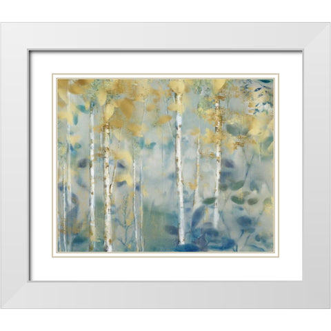 Gilded Forest II White Modern Wood Framed Art Print with Double Matting by Nan