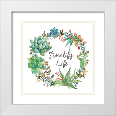 Simplify Life White Modern Wood Framed Art Print with Double Matting by Robinson, Carol