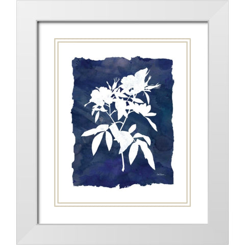 Indigo Botanical I White Modern Wood Framed Art Print with Double Matting by Robinson, Carol