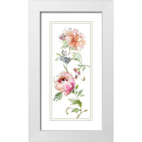 Trailing Blooms I White Modern Wood Framed Art Print with Double Matting by Robinson, Carol
