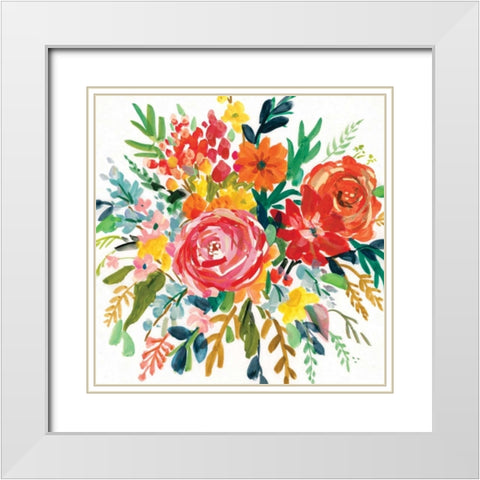 Bright Bouquet II White Modern Wood Framed Art Print with Double Matting by Robinson, Carol
