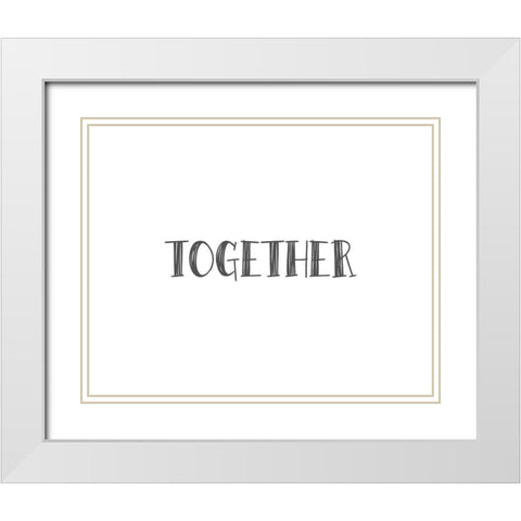 Together White Modern Wood Framed Art Print with Double Matting by CAD DESIGNS