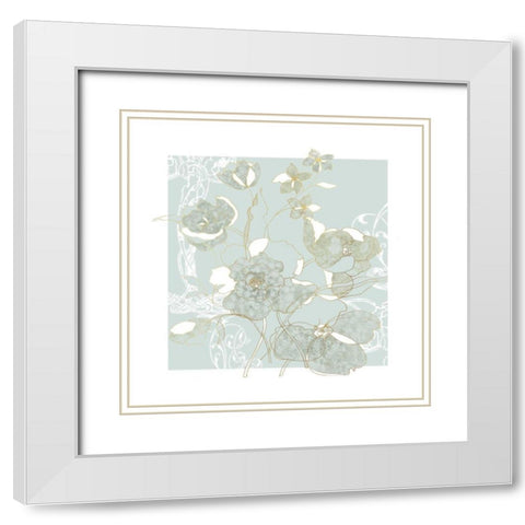 Filigree Floral II White Modern Wood Framed Art Print with Double Matting by Robinson, Carol