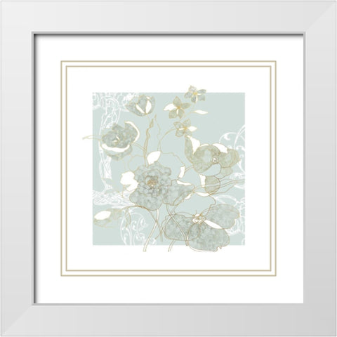 Filigree Floral II White Modern Wood Framed Art Print with Double Matting by Robinson, Carol
