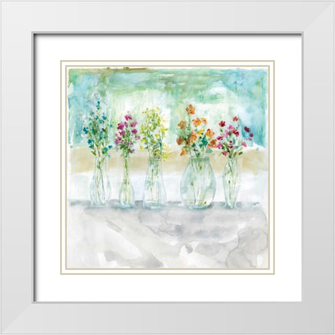 Color Wash Bouquet White Modern Wood Framed Art Print with Double Matting by Robinson, Carol