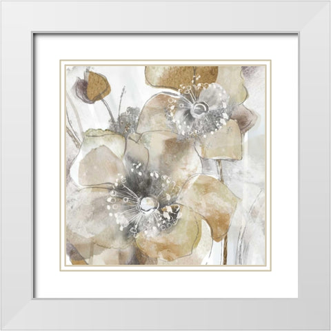 Taupe Spring Poppy White Modern Wood Framed Art Print with Double Matting by Donovan, Maria