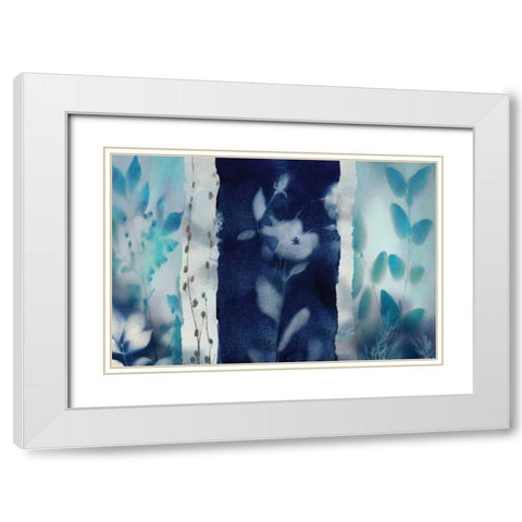 Indigo Montage White Modern Wood Framed Art Print with Double Matting by Nan