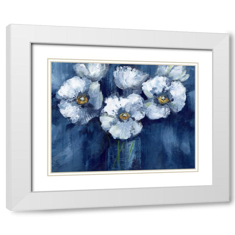 Blooming Poppies White Modern Wood Framed Art Print with Double Matting by Nan