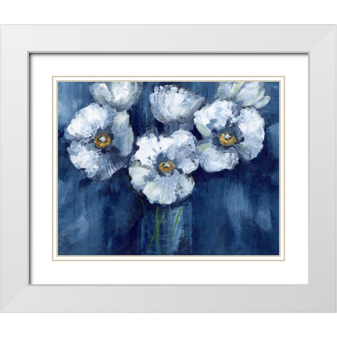 Blooming Poppies White Modern Wood Framed Art Print with Double Matting by Nan