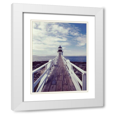 Lighthouse Path White Modern Wood Framed Art Print with Double Matting by Delimont, Danita