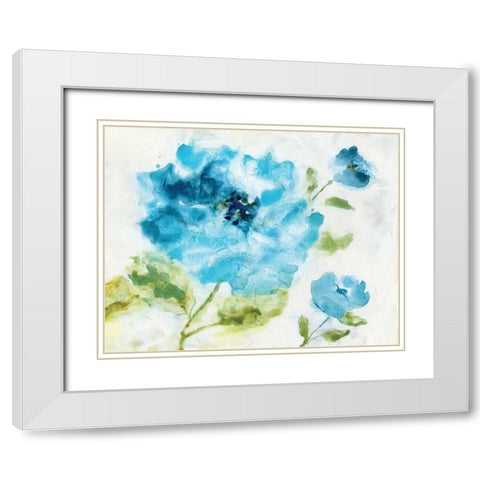 Softly Blue White Modern Wood Framed Art Print with Double Matting by Nan