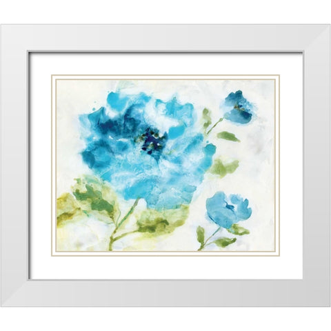 Softly Blue White Modern Wood Framed Art Print with Double Matting by Nan