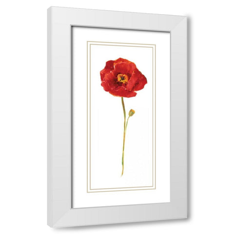 Poppy Pop I White Modern Wood Framed Art Print with Double Matting by Nan