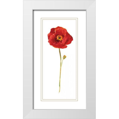 Poppy Pop I White Modern Wood Framed Art Print with Double Matting by Nan