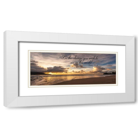 Be The Change White Modern Wood Framed Art Print with Double Matting by Shoemaker, Andrew