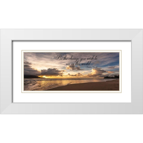 Be The Change White Modern Wood Framed Art Print with Double Matting by Shoemaker, Andrew