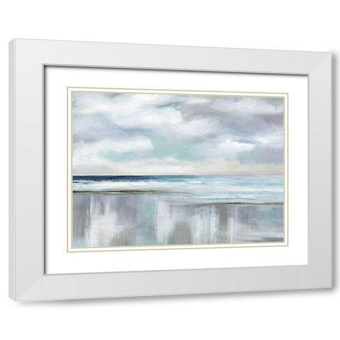 Cyan Sunrise White Modern Wood Framed Art Print with Double Matting by Nan