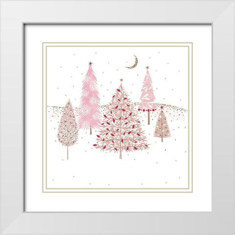 Pretty Pink Trees White Modern Wood Framed Art Print with Double Matting by Sheldon, Christine
