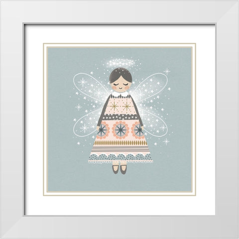 Sweet Holiday Angel White Modern Wood Framed Art Print with Double Matting by Wren, Jenny