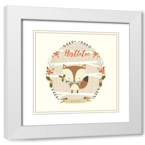 Holly Berry Fox White Modern Wood Framed Art Print with Double Matting by Evans, Nicola