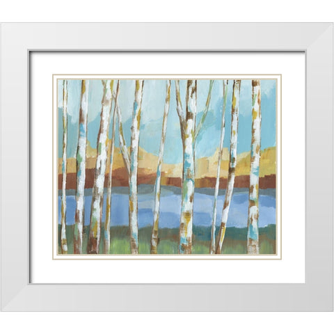 Birch Strand White Modern Wood Framed Art Print with Double Matting by Nan