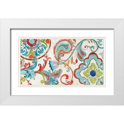 Inspired Henna White Modern Wood Framed Art Print with Double Matting by Nan