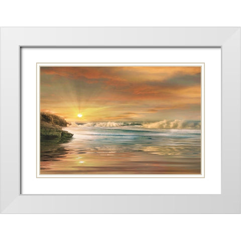 Sundown White Modern Wood Framed Art Print with Double Matting by Calascibetta, Mike