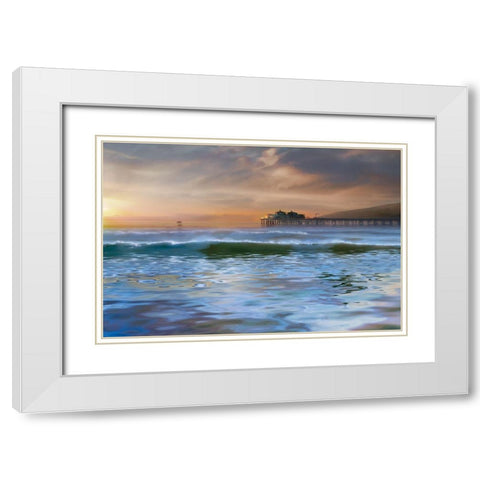 The Pier White Modern Wood Framed Art Print with Double Matting by Calascibetta, Mike