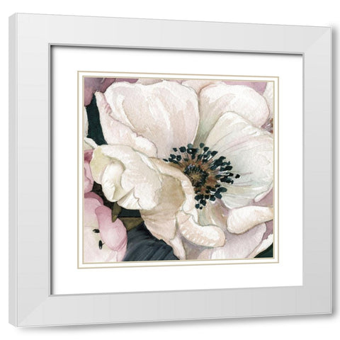 Anemone Study III White Modern Wood Framed Art Print with Double Matting by Robinson, Carol